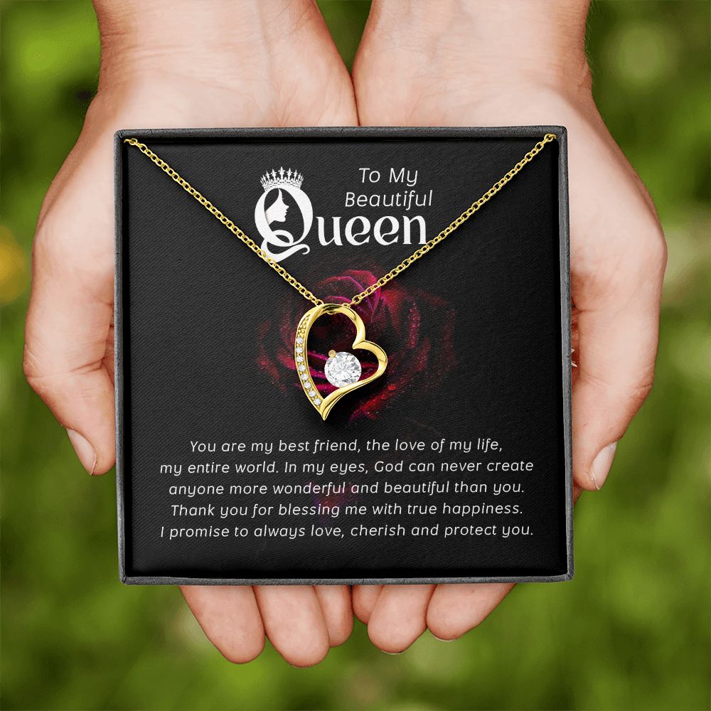 To My Beautiful Queen You Are My Best Friend Forever Necklace w Message Card-Express Your Love Gifts