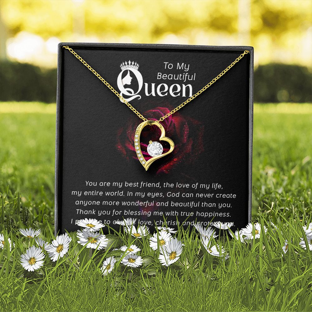 To My Beautiful Queen You Are My Best Friend Forever Necklace w Message Card-Express Your Love Gifts