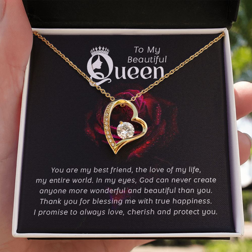 To My Beautiful Queen You Are My Best Friend Forever Necklace w Message Card-Express Your Love Gifts