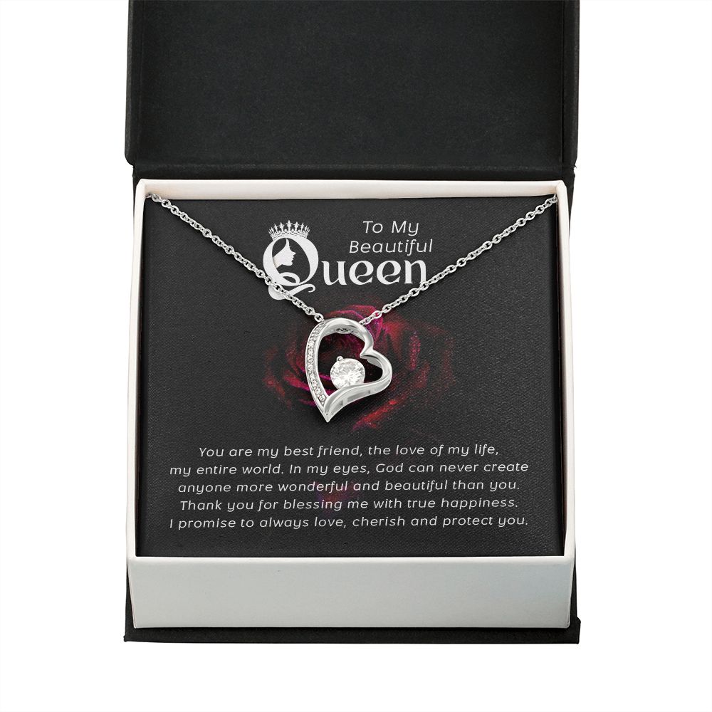 To My Beautiful Queen You Are My Best Friend Forever Necklace w Message Card-Express Your Love Gifts