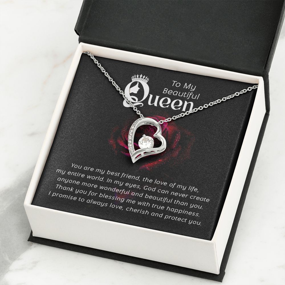 To My Beautiful Queen You Are My Best Friend Forever Necklace w Message Card-Express Your Love Gifts