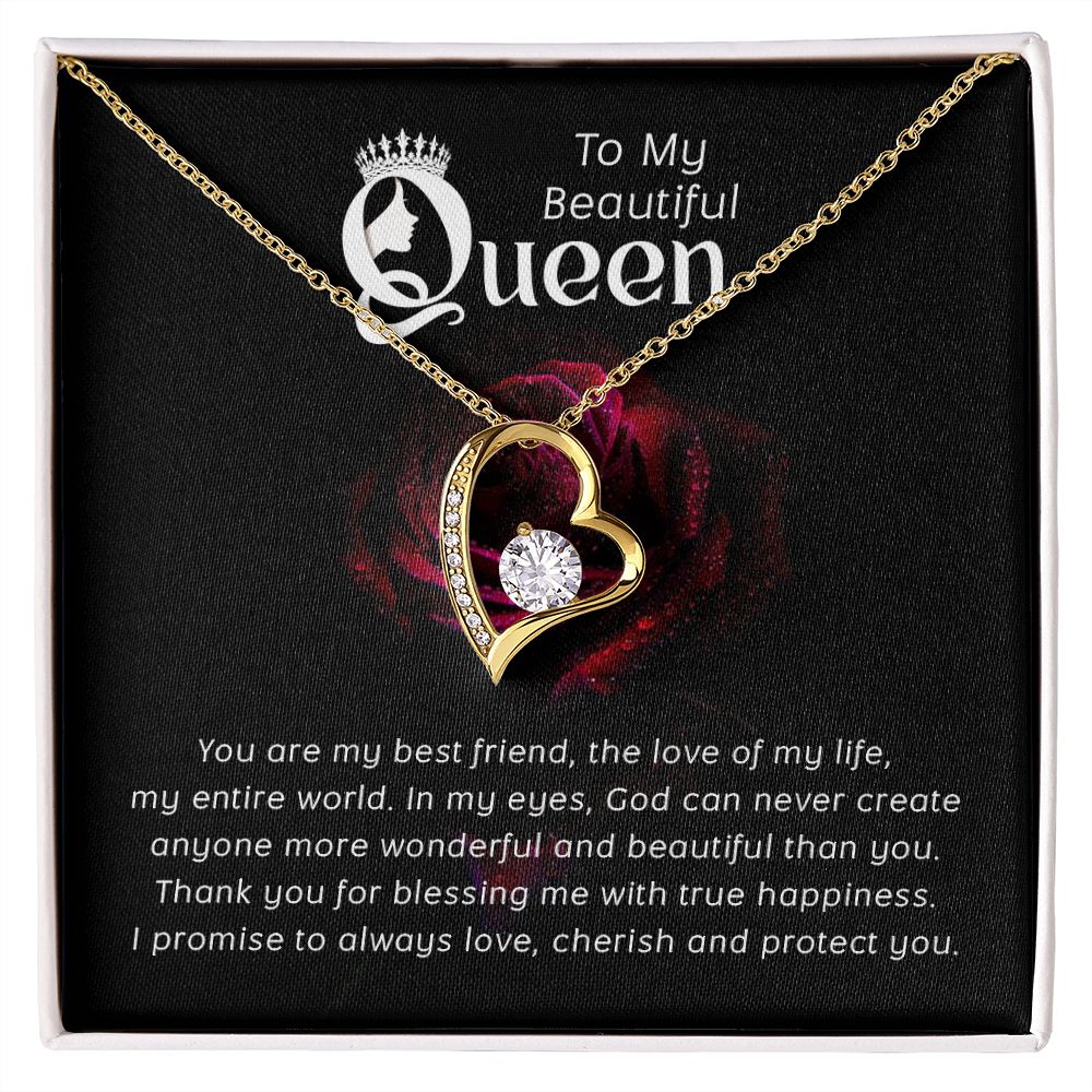To My Beautiful Queen You Are My Best Friend Forever Necklace w Message Card-Express Your Love Gifts