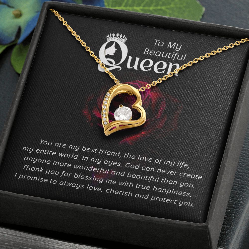 To My Beautiful Queen You Are My Best Friend Forever Necklace w Message Card-Express Your Love Gifts