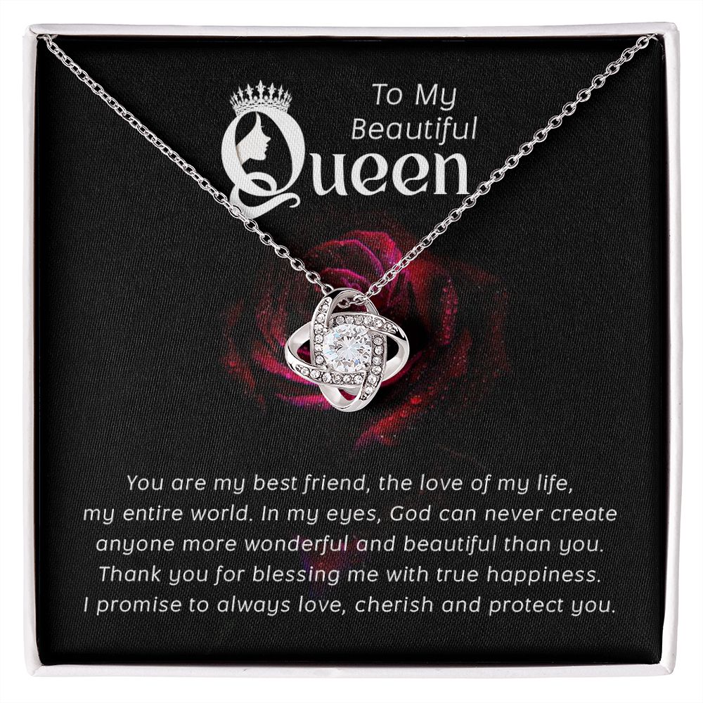 To My Beautiful Queen You Are My Best Friend Infinity Knot Necklace Message Card-Express Your Love Gifts