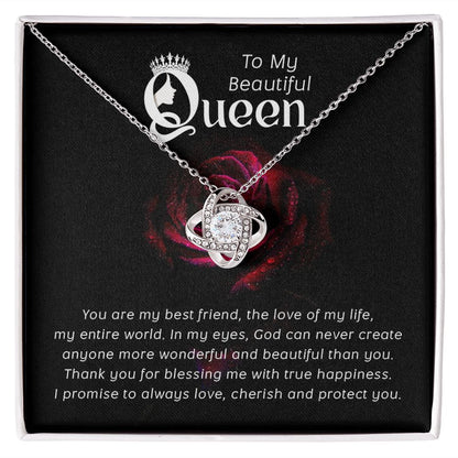 To My Beautiful Queen You Are My Best Friend Infinity Knot Necklace Message Card-Express Your Love Gifts