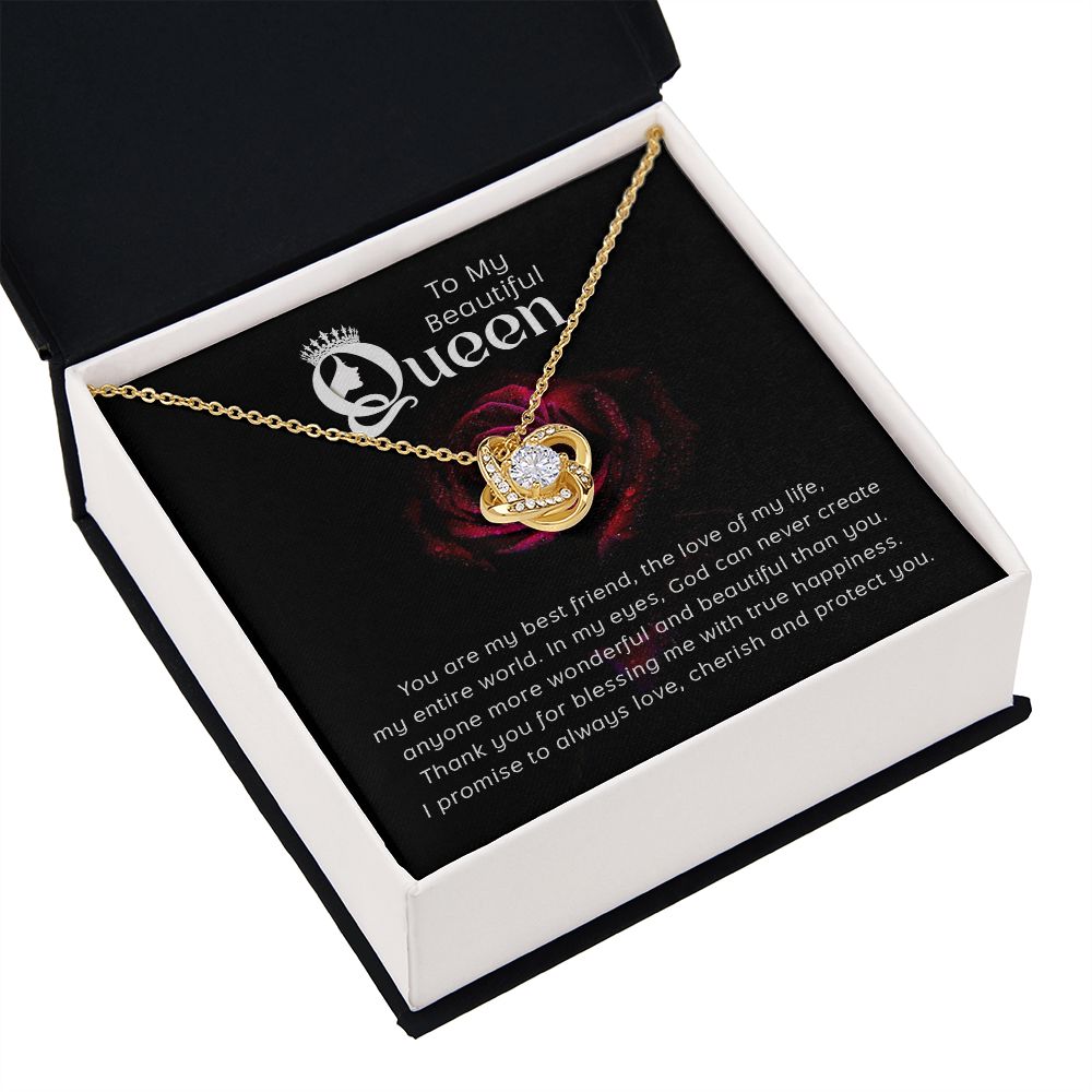 To My Beautiful Queen You Are My Best Friend Infinity Knot Necklace Message Card-Express Your Love Gifts