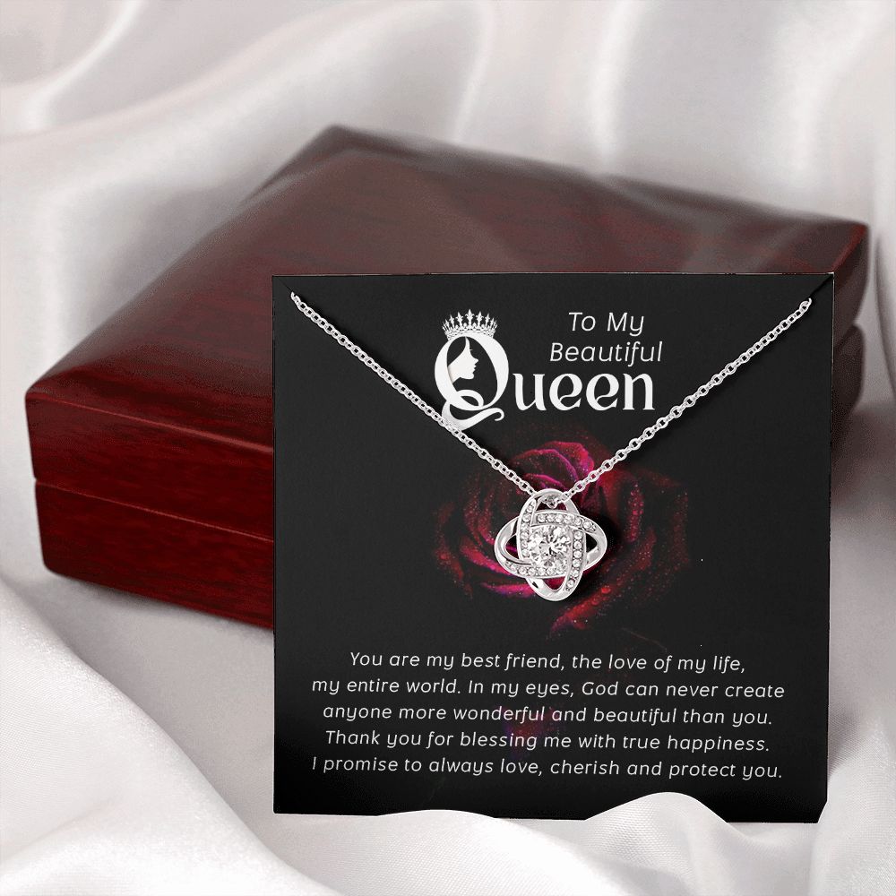 To My Beautiful Queen You Are My Best Friend Infinity Knot Necklace Message Card-Express Your Love Gifts