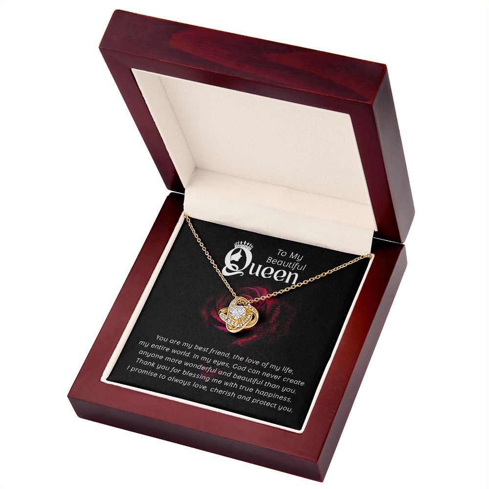 To My Beautiful Queen You Are My Best Friend Infinity Knot Necklace Message Card-Express Your Love Gifts