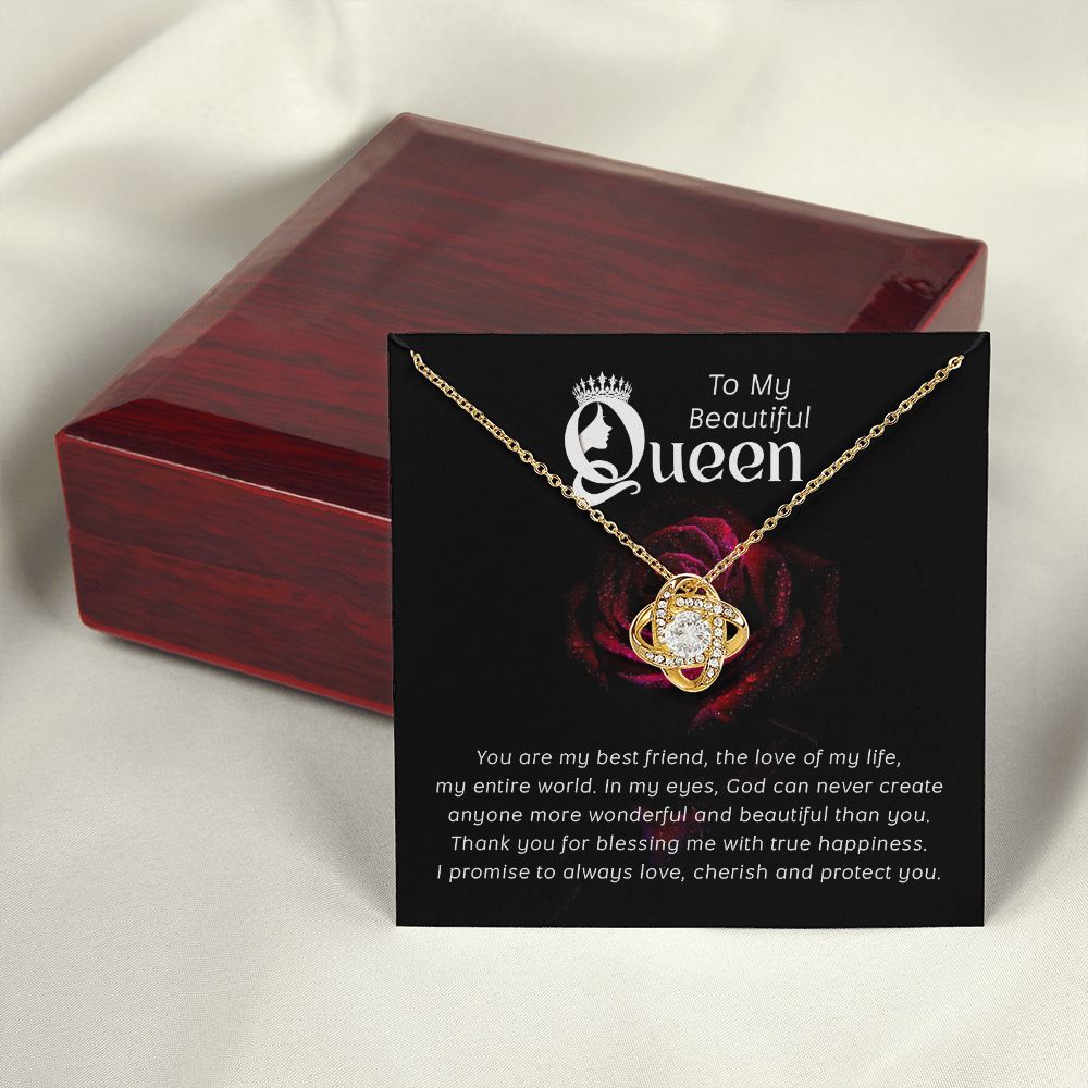 To My Beautiful Queen You Are My Best Friend Infinity Knot Necklace Message Card-Express Your Love Gifts