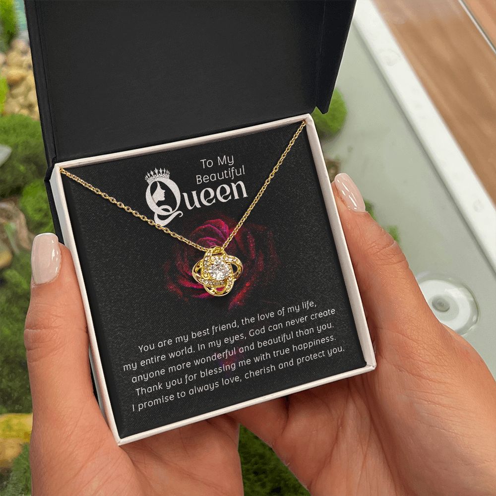 To My Beautiful Queen You Are My Best Friend Infinity Knot Necklace Message Card-Express Your Love Gifts