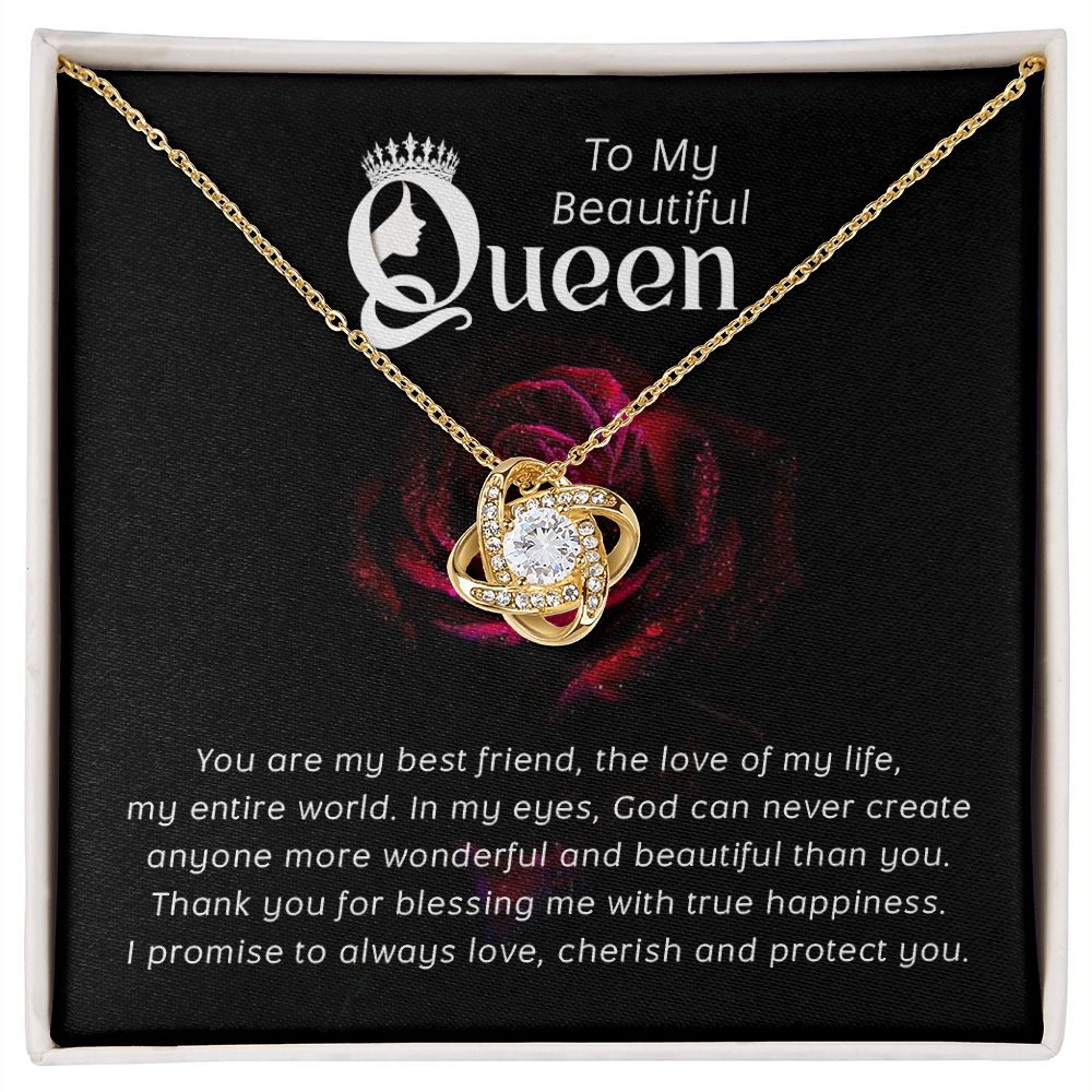 To My Beautiful Queen You Are My Best Friend Infinity Knot Necklace Message Card-Express Your Love Gifts