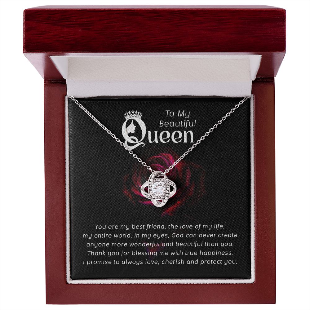 To My Beautiful Queen You Are My Best Friend Infinity Knot Necklace Message Card-Express Your Love Gifts