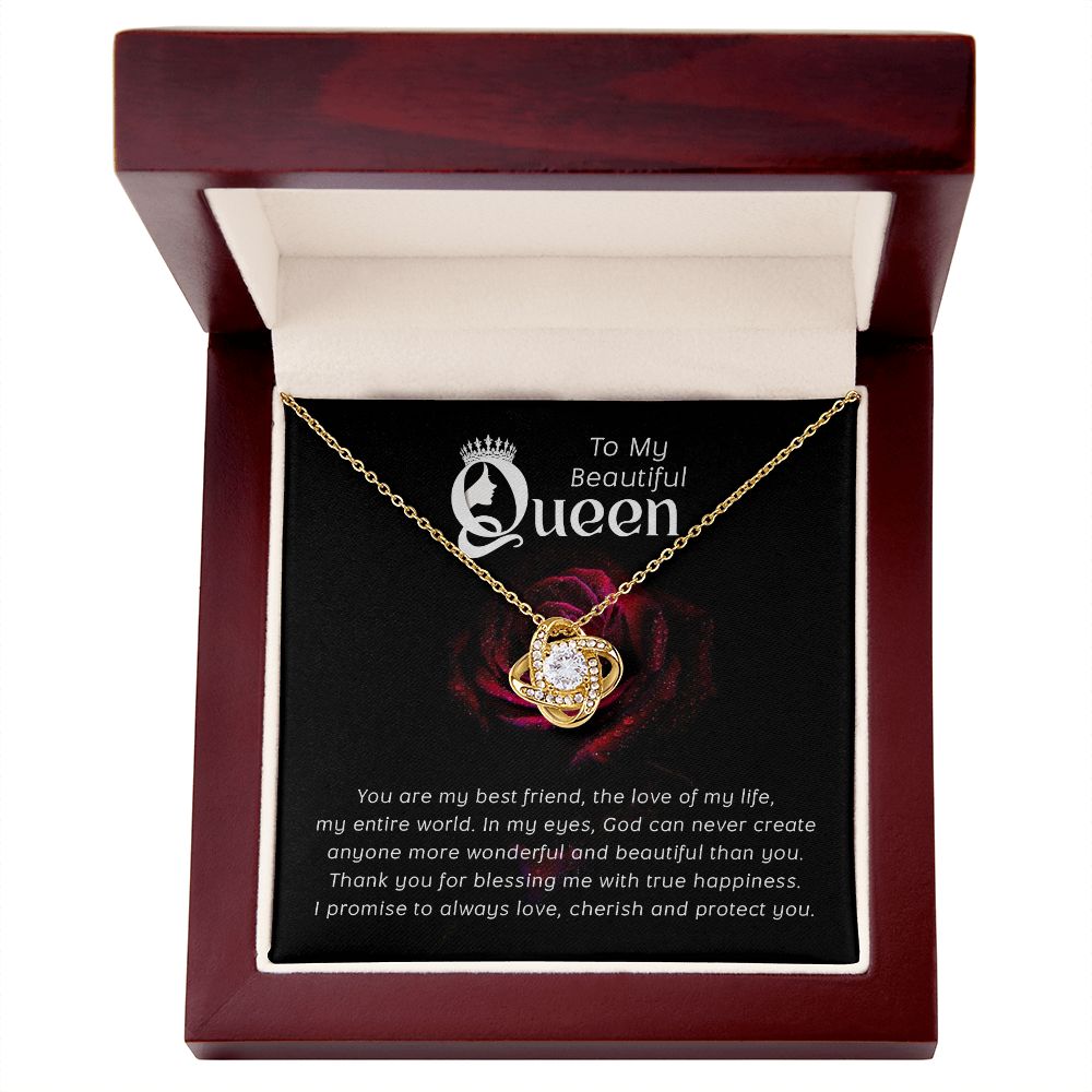 To My Beautiful Queen You Are My Best Friend Infinity Knot Necklace Message Card-Express Your Love Gifts