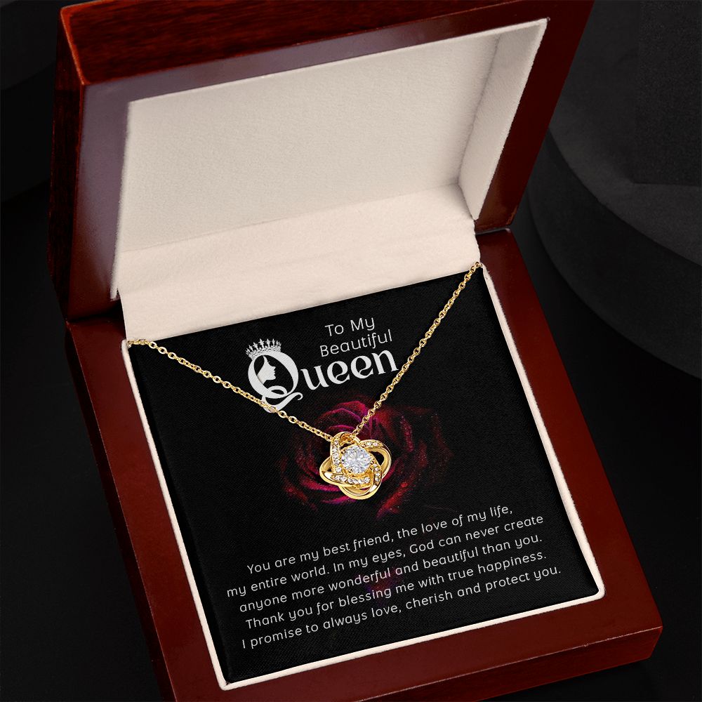To My Beautiful Queen You Are My Best Friend Infinity Knot Necklace Message Card-Express Your Love Gifts