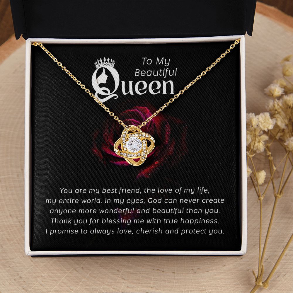 To My Beautiful Queen You Are My Best Friend Infinity Knot Necklace Message Card-Express Your Love Gifts