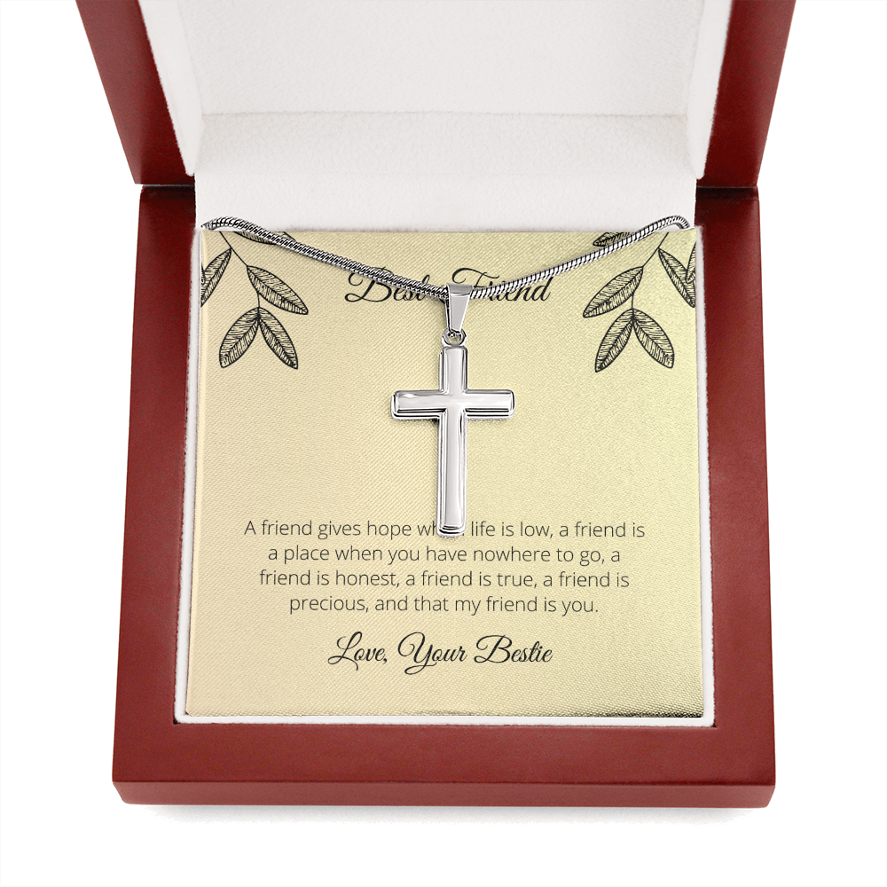 To My Best Friend Precious Friend Cross Card Necklace w Stainless Steel Pendant-Express Your Love Gifts