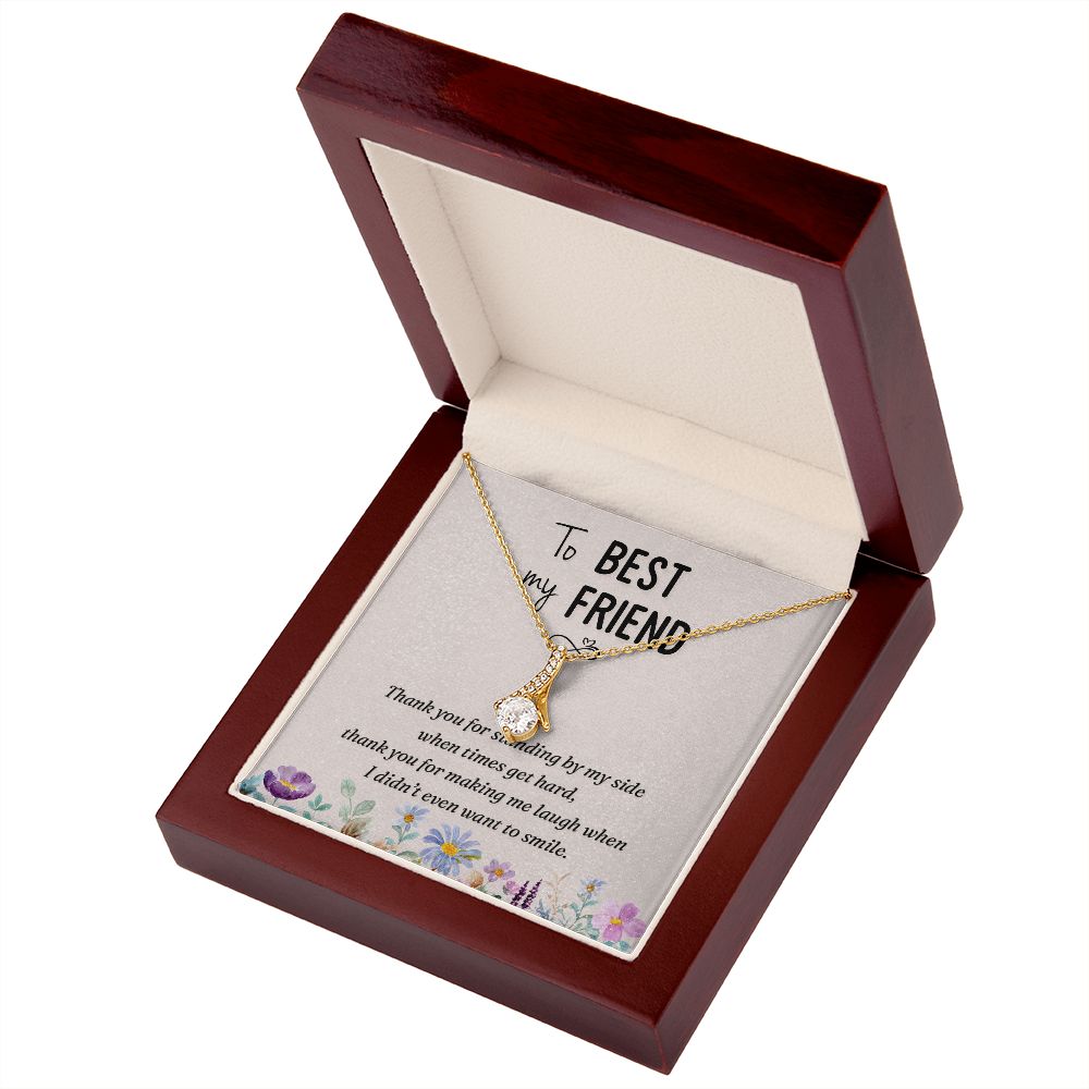To My Best Friend Thank you Alluring Ribbon Necklace Message Card-Express Your Love Gifts