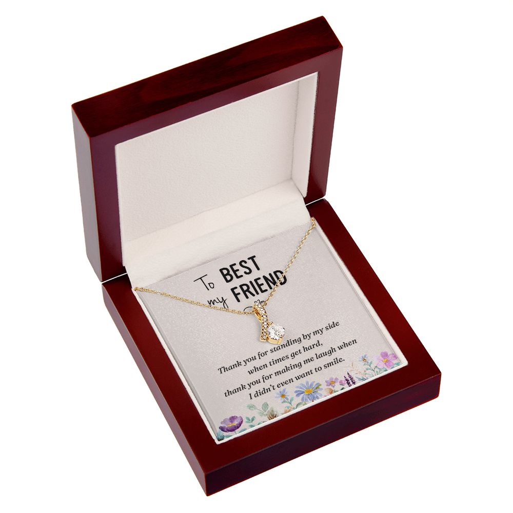 To My Best Friend Thank you Alluring Ribbon Necklace Message Card-Express Your Love Gifts