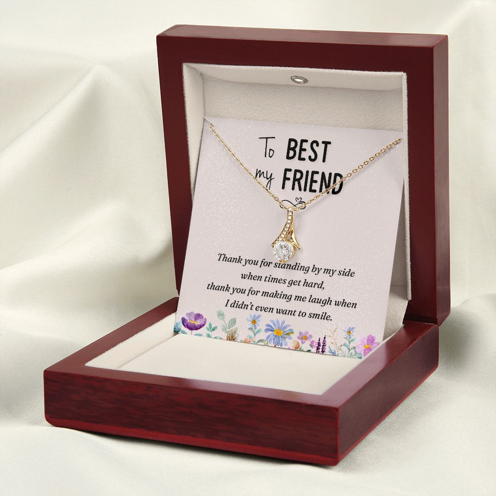 To My Best Friend Thank you Alluring Ribbon Necklace Message Card-Express Your Love Gifts