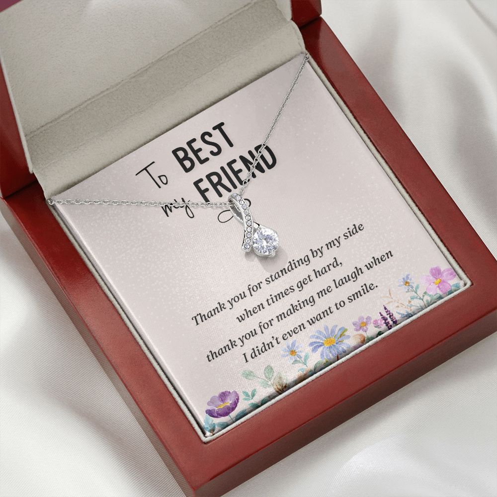 To My Best Friend Thank you Alluring Ribbon Necklace Message Card-Express Your Love Gifts
