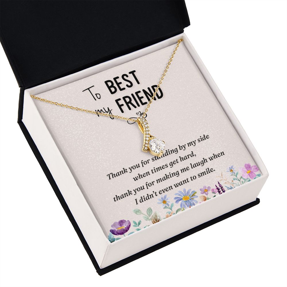 To My Best Friend Thank you Alluring Ribbon Necklace Message Card-Express Your Love Gifts