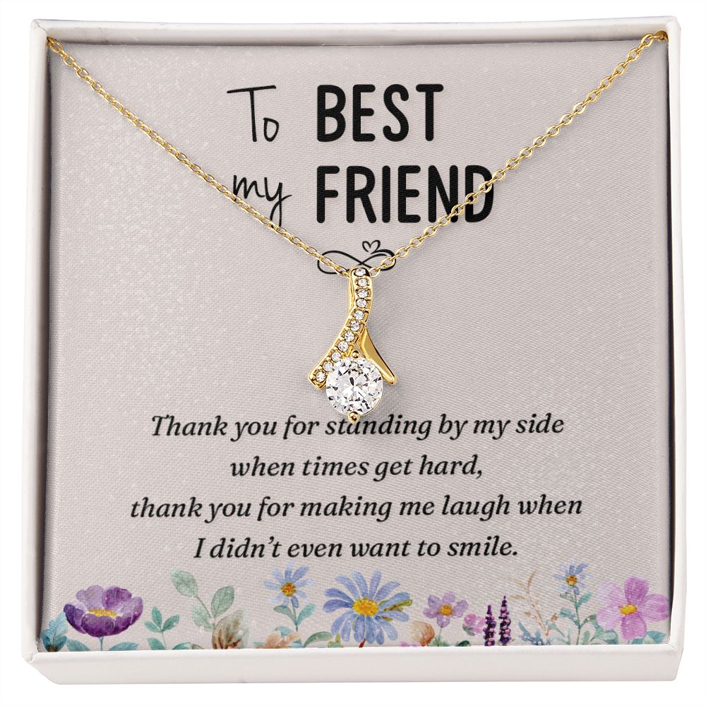 To My Best Friend Thank you Alluring Ribbon Necklace Message Card-Express Your Love Gifts