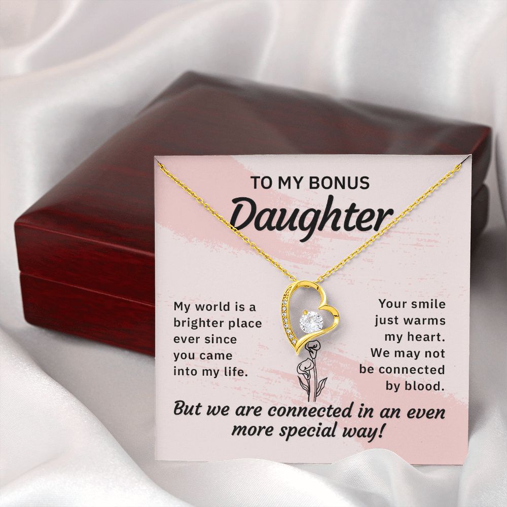 To My Bonus Daughter My World is a Brighter Place Forever Necklace w Message Card-Express Your Love Gifts