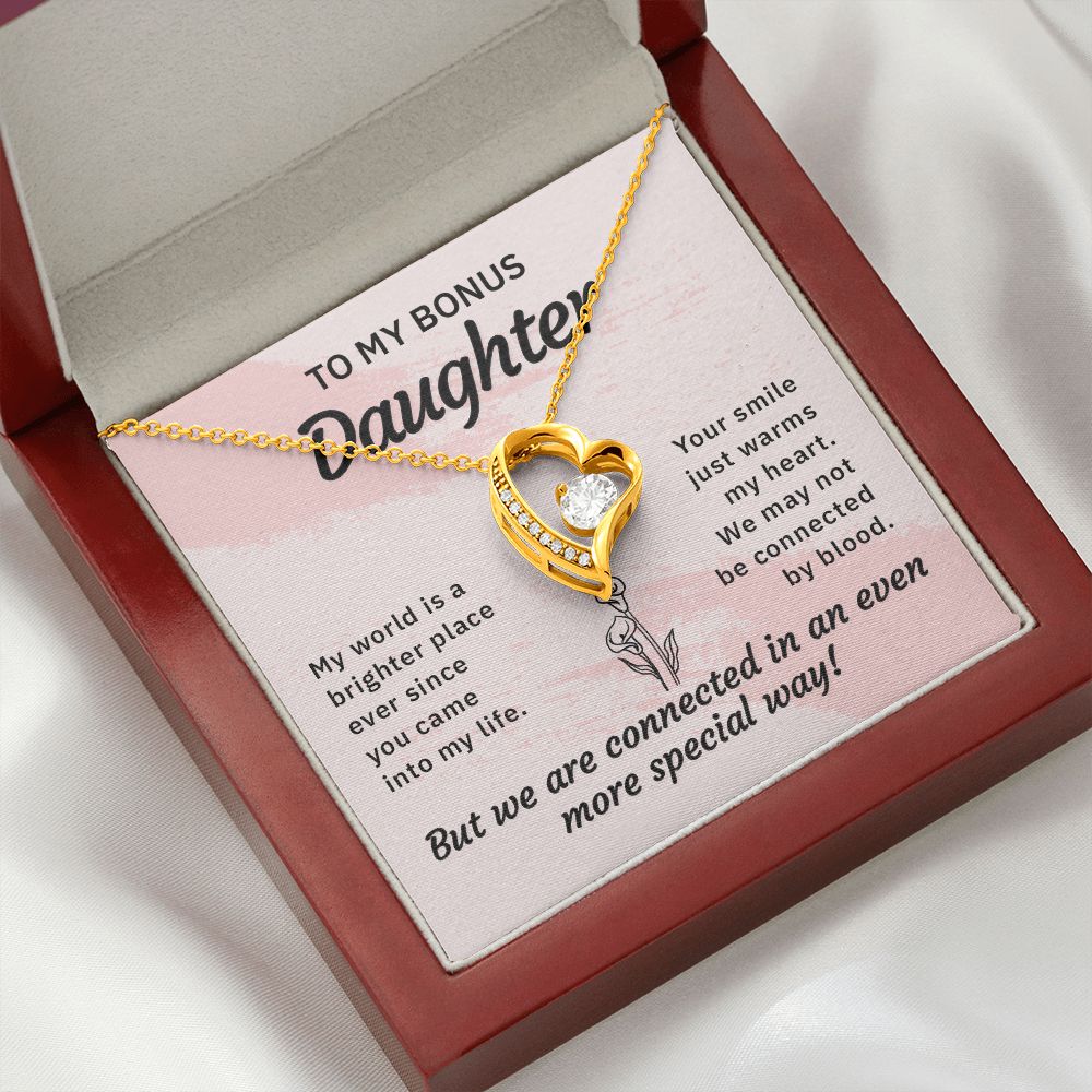 To My Bonus Daughter My World is a Brighter Place Forever Necklace w Message Card-Express Your Love Gifts