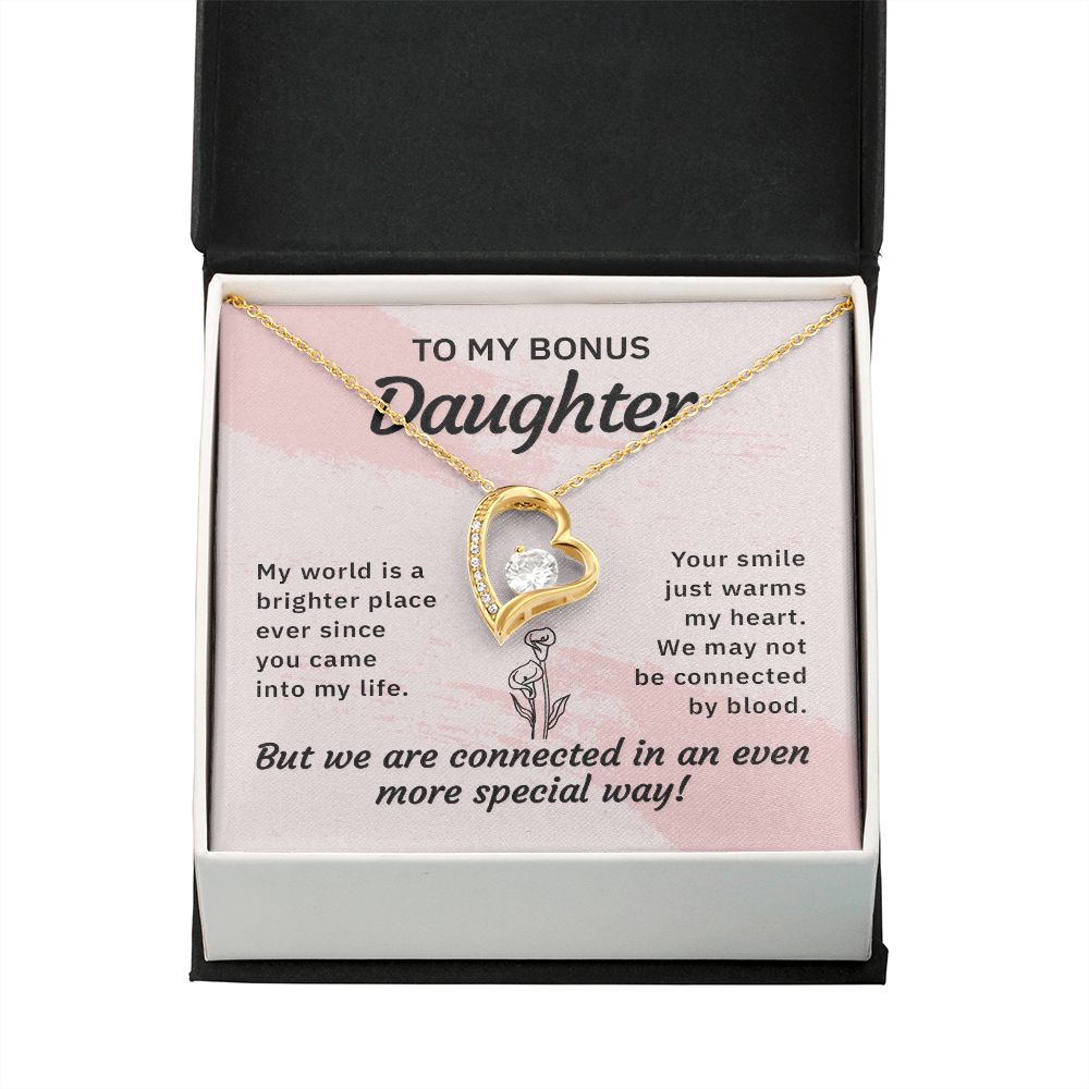 To My Bonus Daughter My World is a Brighter Place Forever Necklace w Message Card-Express Your Love Gifts