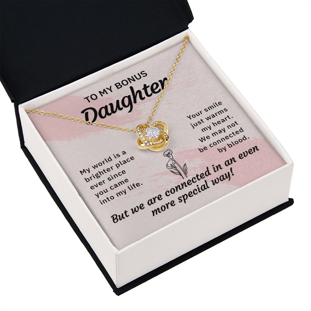 To My Bonus Daughter My World is a Brighter Place Infinity Knot Necklace Message Card-Express Your Love Gifts
