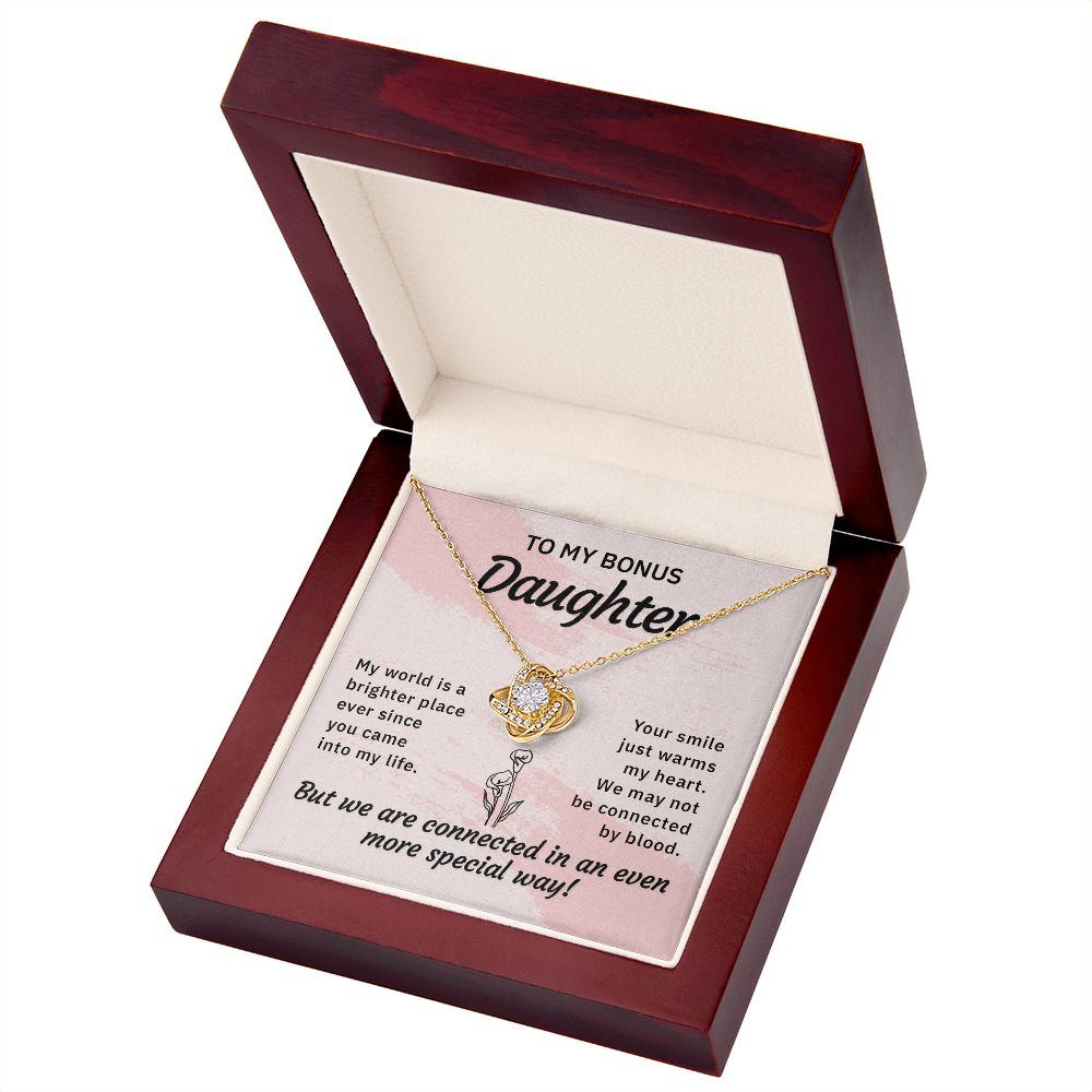 To My Bonus Daughter My World is a Brighter Place Infinity Knot Necklace Message Card-Express Your Love Gifts