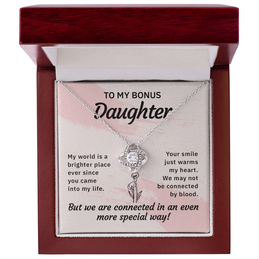 To My Bonus Daughter My World is a Brighter Place Infinity Knot Necklace Message Card-Express Your Love Gifts