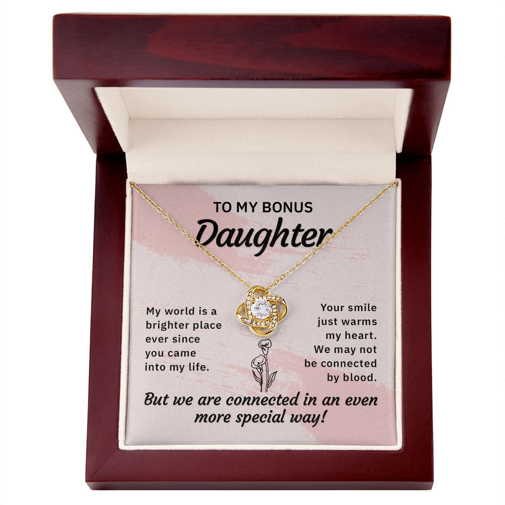 To My Bonus Daughter My World is a Brighter Place Infinity Knot Necklace Message Card-Express Your Love Gifts