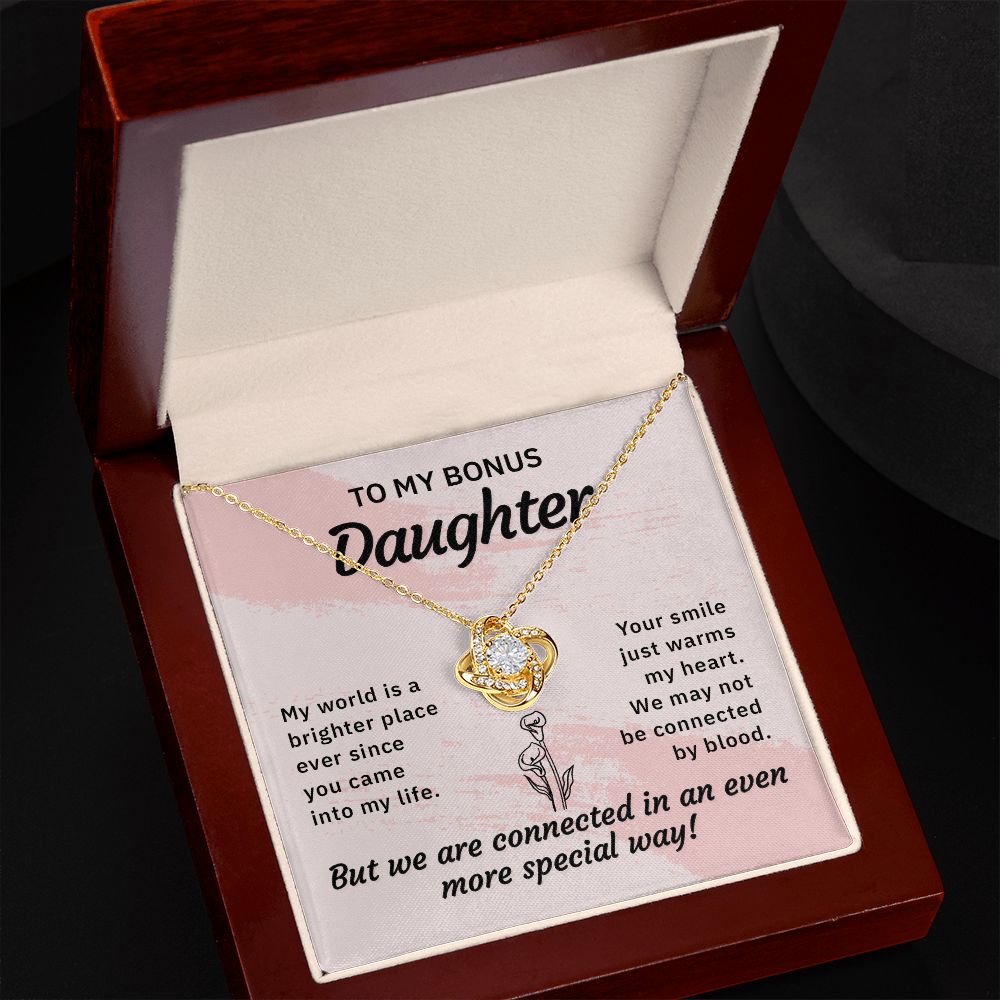 To My Bonus Daughter My World is a Brighter Place Infinity Knot Necklace Message Card-Express Your Love Gifts