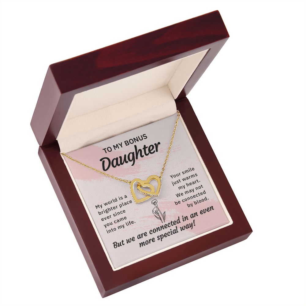 To My Bonus Daughter My World is a Brighter Place Inseparable Necklace-Express Your Love Gifts