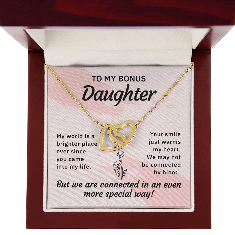 To My Bonus Daughter My World is a Brighter Place Inseparable Necklace-Express Your Love Gifts