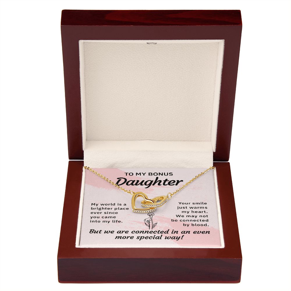 To My Bonus Daughter My World is a Brighter Place Inseparable Necklace-Express Your Love Gifts