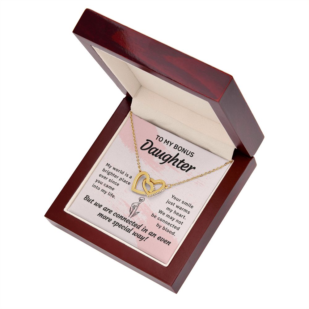To My Bonus Daughter My World is a Brighter Place Inseparable Necklace-Express Your Love Gifts