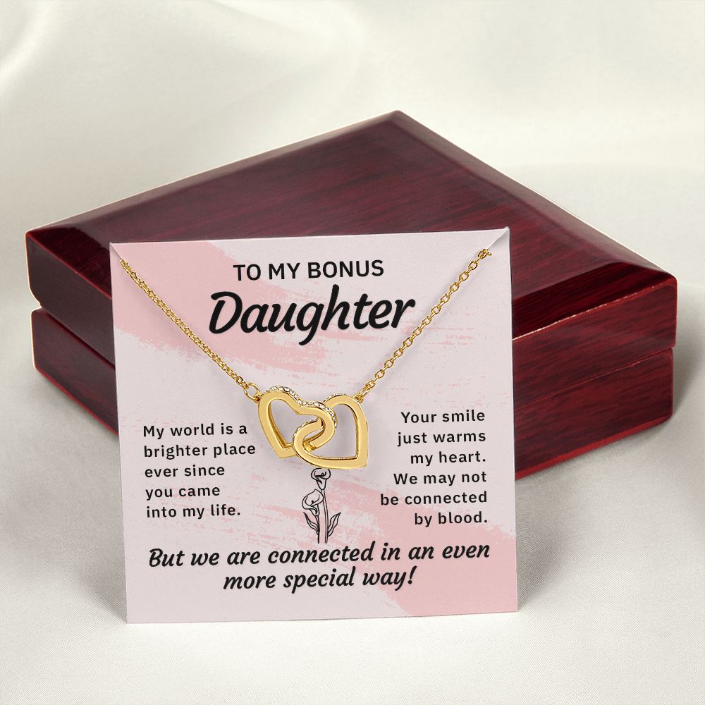 To My Bonus Daughter My World is a Brighter Place Inseparable Necklace-Express Your Love Gifts