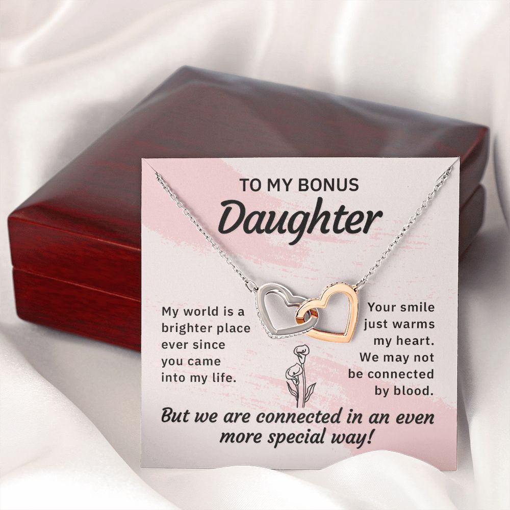 To My Bonus Daughter My World is a Brighter Place Inseparable Necklace-Express Your Love Gifts