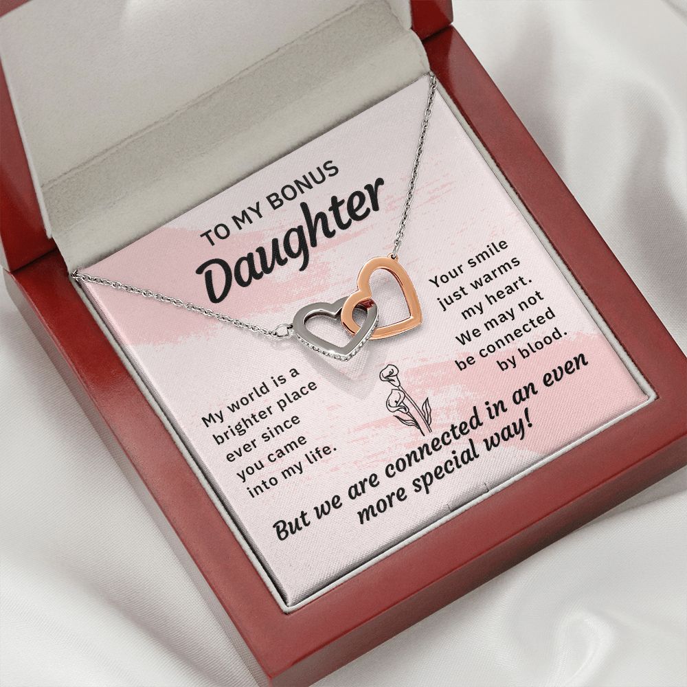 To My Bonus Daughter My World is a Brighter Place Inseparable Necklace-Express Your Love Gifts