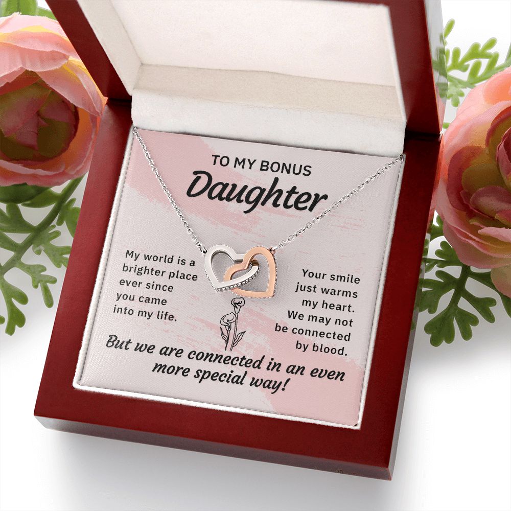 To My Bonus Daughter My World is a Brighter Place Inseparable Necklace-Express Your Love Gifts