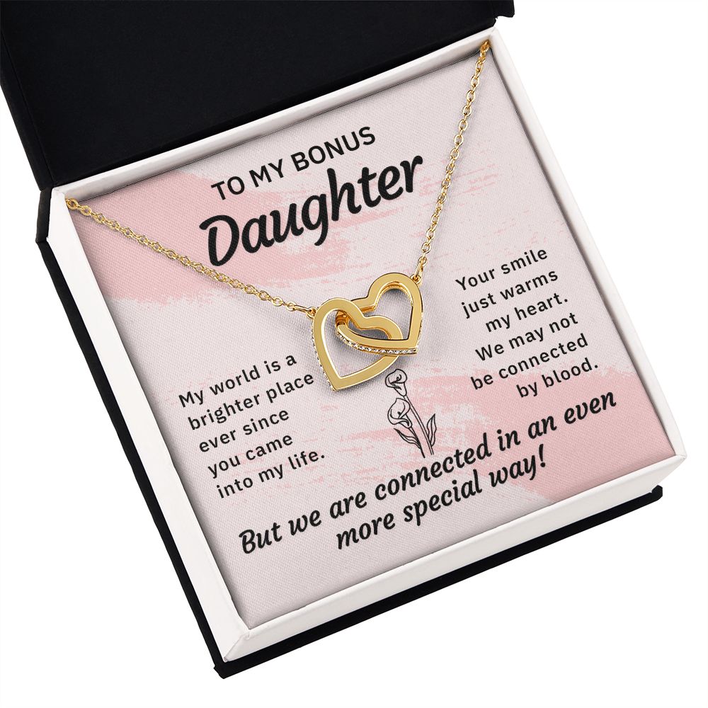 To My Bonus Daughter My World is a Brighter Place Inseparable Necklace-Express Your Love Gifts