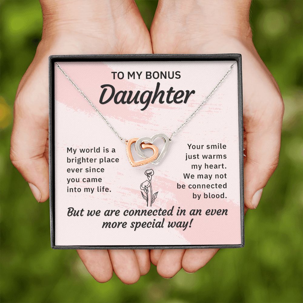To My Bonus Daughter My World is a Brighter Place Inseparable Necklace-Express Your Love Gifts