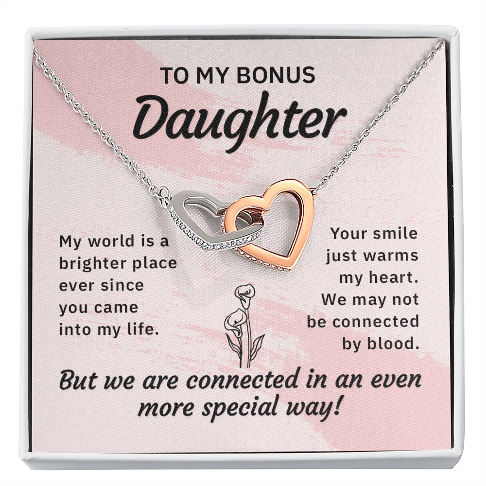 To My Bonus Daughter My World is a Brighter Place Inseparable Necklace-Express Your Love Gifts