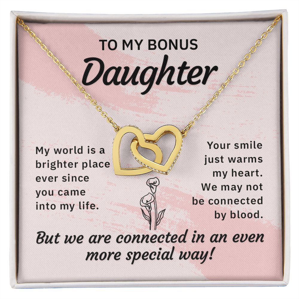 To My Bonus Daughter My World is a Brighter Place Inseparable Necklace-Express Your Love Gifts