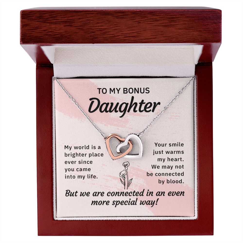 To My Bonus Daughter My World is a Brighter Place Inseparable Necklace-Express Your Love Gifts