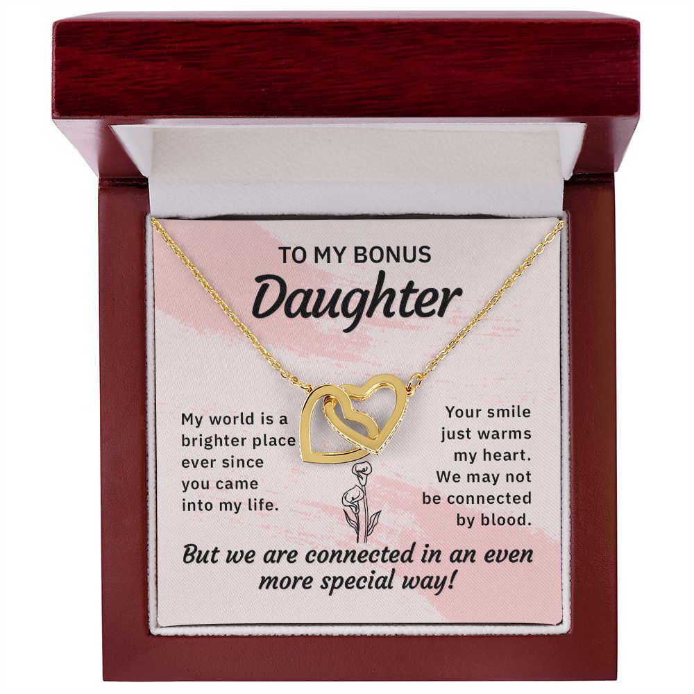 To My Bonus Daughter My World is a Brighter Place Inseparable Necklace-Express Your Love Gifts