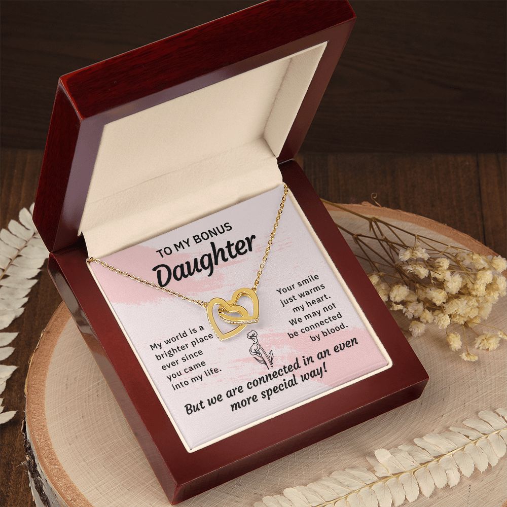 To My Bonus Daughter My World is a Brighter Place Inseparable Necklace-Express Your Love Gifts