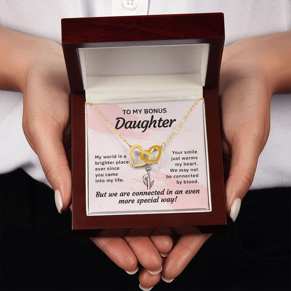 To My Bonus Daughter My World is a Brighter Place Inseparable Necklace-Express Your Love Gifts